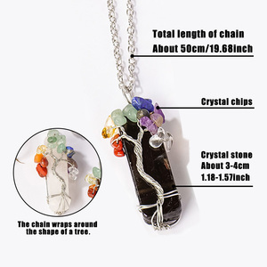 Collier Pendentif <span class=keywords><strong>Arbre</strong></span> de Vie en Cristal Naturel Fait Main pour Femme, Bijou Guérison Reiki, Cadeau pour Filles, Vente en Gros - Product Image 2