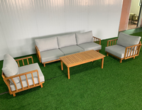 Ensemble de canapés modernes et confortables en bois de teck KD pour salon de jardin et extérieur - 5 places - Promotion