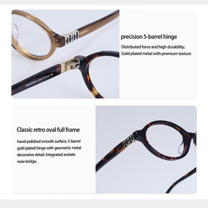 Gafas Ópticas Ovaladas de Acetato Premium Hechas a Mano, Montura Completa con Patrón de Mármol Gris, Bisagras Metálicas de Lujo, Logotipo Personalizado - Product Image 5