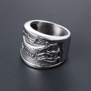 Chinese Style <b>Titanium</b> Steel Ring Dragon Pattern Men's Jewelry SA728 Everyday Wear - Product Image 4