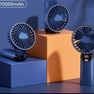 Portable <b>Mini</b> Handheld <b>USB</b> Power Source <b>Fan</b> 10000mAh Digital Display Foldable Five Wind Speed for Office Home RV Use Perfect - Product Image 2