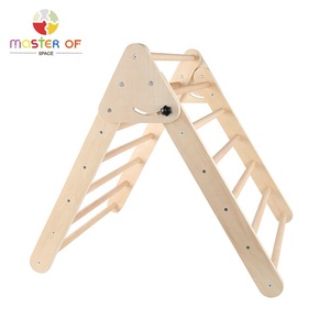Montessori large foldable wooden triangle climbing frame in Natural W01F043