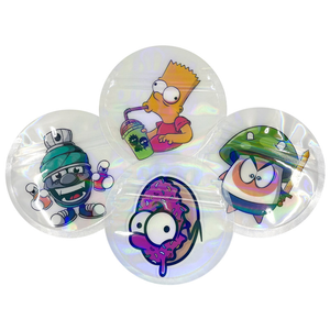 Caja de bolsas Mylar con forma de troquelado holográfico de dibujos animados personalizados, embalaje Ziplock de plástico con forma especial Irregular para CD DVD 3,5g leche - Product Image 1