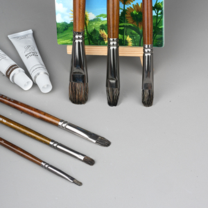 Set di 6 Pennelli Professionali per Pittura a Olio e Acrilico con Manico Lungo in Betulla e Setole Naturali di Tasso - Product Image 3