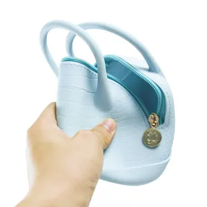 Silikon kleine Clutch Handtasche für Frauen kausal: Griff Tasche für Mädchen Schulranzen Geldbörsen weich und leicht