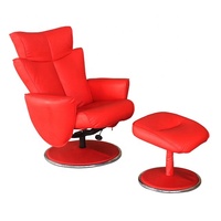 Vente en gros de fauteuil inclinable moderne blanc en PU avec pouf en cuir synthétique fauteuil de salon inclinable à cadre en métal