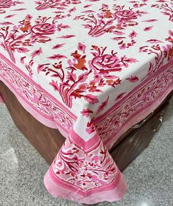 New Best Indian Round Hand Block Printed Beautiful Floral Design <b>Tablecloth</b> Tablecover Tablelinen with 8 Napkin Set in Wholesale - Product Image 3