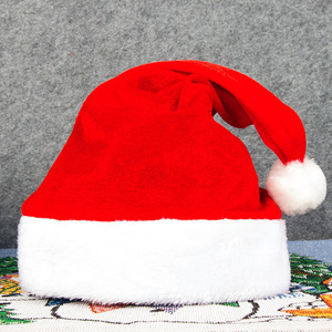 Hong Kong Love <strong>Christmas</strong> Decorations Modern Minimalist Style Red Velvet Plush-Bordered Santa <strong>Hat</strong> for Adults <strong>Children</strong> 12 Per Pack - Product Image 2