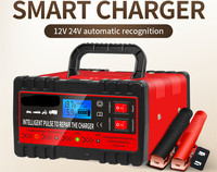 Pengisi daya baterai mobil 12/24V 20A, perbaikan denyut nadi layar sentuh LCD pengisi daya baterai untuk mobil motor baterai asam timbal Agm Gel basah