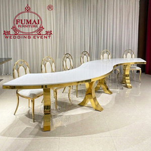 Large Modern Hotel Dining Wedding Hall Gold Stainless Steel <b>Round</b> <b>Table</b> for Events Parties Outdoor Use - Product Image 1