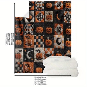 Coperta in flanella di Halloween con teschio, zucca e pipistrello, leggera e traspirante, decorazione autunnale, Trick or Treat, OEM ODM - Product Image 4