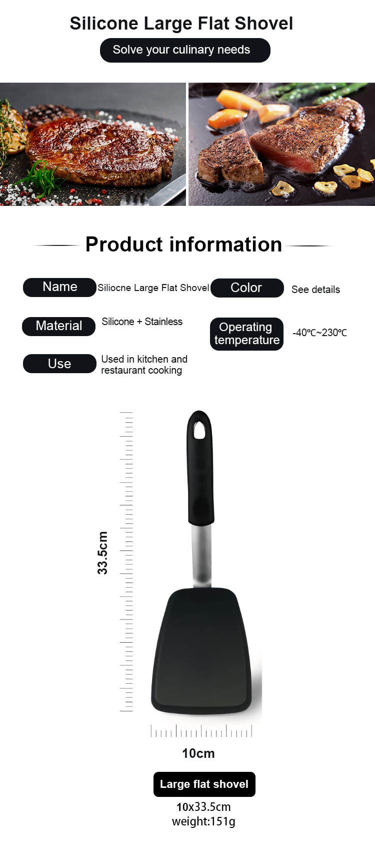 Silicone Turner Spatula Resistant Flexible Rubber Kitchen Cooking Utensil Egg Turner Pancake Flippers Pile Turner