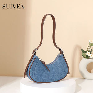 Bolsos de mujer de moda directos de fábrica Europa y los Estados Unidos Street Retro Trend Denim Hit Color Underarm Bag Bolso de hombro - Product Image 2