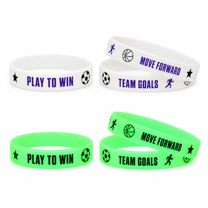 Bracelets promotionnels phosphorescents en silicone sérigraphiés avec logo couleur et icônes personnalisées pour événements nocturnes et fêtes Glow Party - Product Image 1