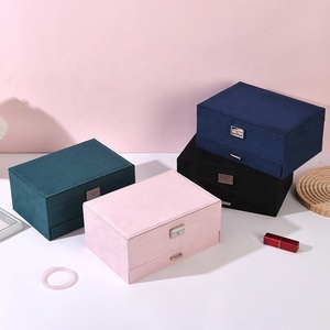 Organizzatore Multistrato per Gioielli da Donna, Porta Anelli e Collane in Velluto, Scatola Portaoggetti di <span class=keywords><strong>Grande</strong></span> Capacità con Serratura - Product Image 4