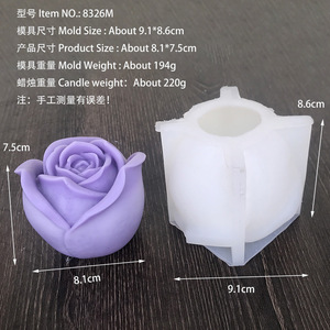 3D flor de Rosa grande Fondant moldes de silicona vela cera Rosa molde para pastel de Chocolate jabón caramelo pastelería vela postre 3 tamaños - Product Image 3