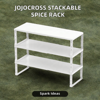 Étagère à épices extensible, empilable et réglable en métal à trois niveaux, avec revêtement en poudre, pour cuisine, salle de bain, chambre (3