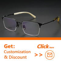 Gafas de titanio de medio marco con estilo para hombre con cuerno Natural, gafas de lectura clásicas de lujo para miopía, montura de luz roja