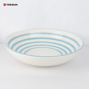 จานเซรามิกทรงกลมสีขาวจานเซรามิกสีฟ้าสำหรับอาหารเย็นจานเซรามิกสีฟ้า - Product Image 4