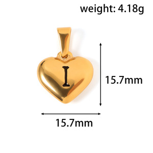 Colgante de Letra Corazón en Forma de Domo |   Colgante con Iniciales del Alfabeto en Acero Inoxidable Chapado en Oro de 18K PVD para la Creación de Joyas, Resistente al Agua y Duradero - Product Image 4