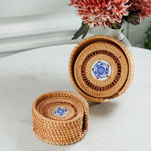 Accesorio de cocina de posavasos de ratán de alto lujo con medio de cerámica Hecho en Vietnam - Product Image 4