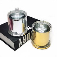 Bán Buôn Nóng Bán Luxury Rỗng Cloche Candle Jar Glass 8 Oz 13 Oz Vàng Bạc Đen Trắng Glass Candle Stick Holders