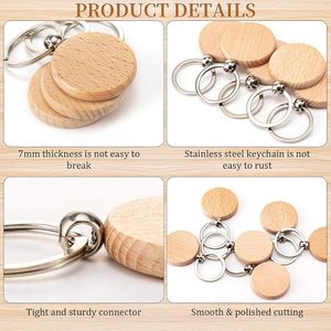 Rodajas de Madera de Haya en Blanco para Grabado Láser, Adornos Navideños DIY, Llaveros de Madera sin Acabado con Logotipo Personalizado para Bodas, Pequeños Regalos - Product Image 3