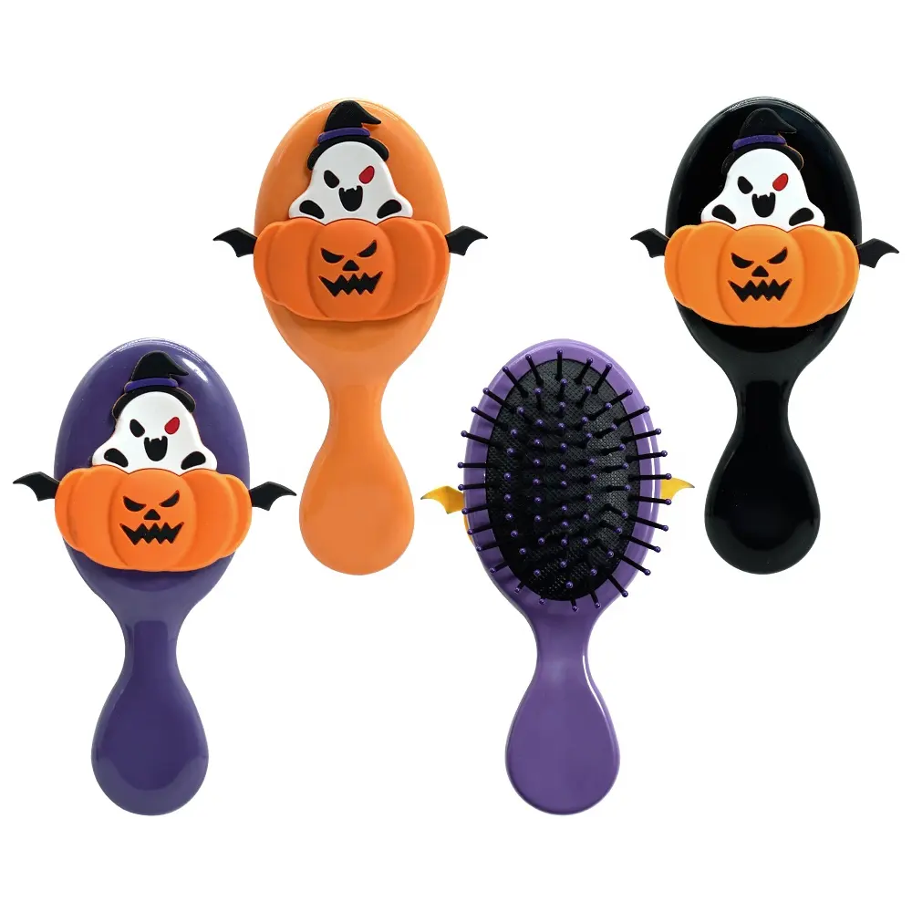 Groothandel Nieuwe Aankomst Travel Size Natuurlijke Haarborstel Kids Mini Baby Ontwarren Plastic Haarborstel Kam Set Voor Halloween Geschenken