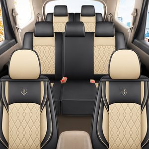 Housses <span class=keywords><strong>de</strong></span> siège <span class=keywords><strong>de</strong></span> voiture universelles en cuir PVC, ensemble complet pour voitures 7 places, compatibles avec BMW, Highlander, Previa, Odyssey - Product Image 3