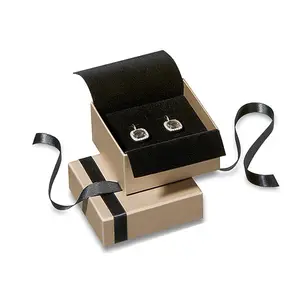 Custom LOGO Ribbon Bowknot Jewelry Ring Earring Pendant Bracelet Necklace Packaging Box Velvet Inner Factory Cheap Price