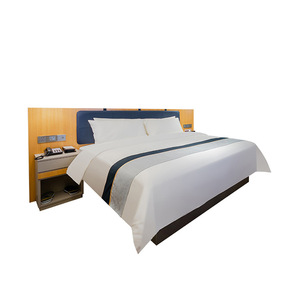 Juego de muebles de dormitorio de hostelería baratos, marco de cama de madera para hotel, opcional, individual, doble, tamaño King y Queen con mesita de noche y cabecero - Product Image 4