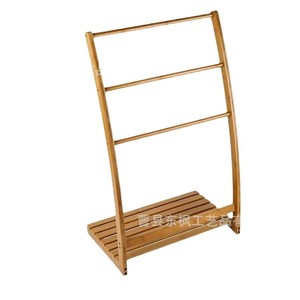 Wooden Floor Standing Towel Rack 3 Bars Bathroom Storage Organizer <b>Shelf</b> For Towels And <b>Clothes</b> - Product Image 4