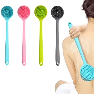 Back Scrubber With Silicone Long Handle Bath Shower Back Brush Wash Massage Back Scrubber For Shower Body Exfoliator