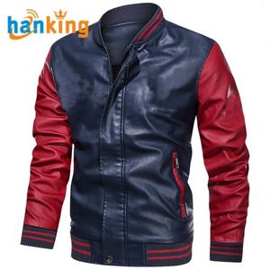 Chaqueta de Cuero Casual Entallada para Hombre, Chaqueta de Cuero PU de Lujo con Bordado de Lana, Mangas Largas, Estilo Béisbol, J0069 - Product Image 5
