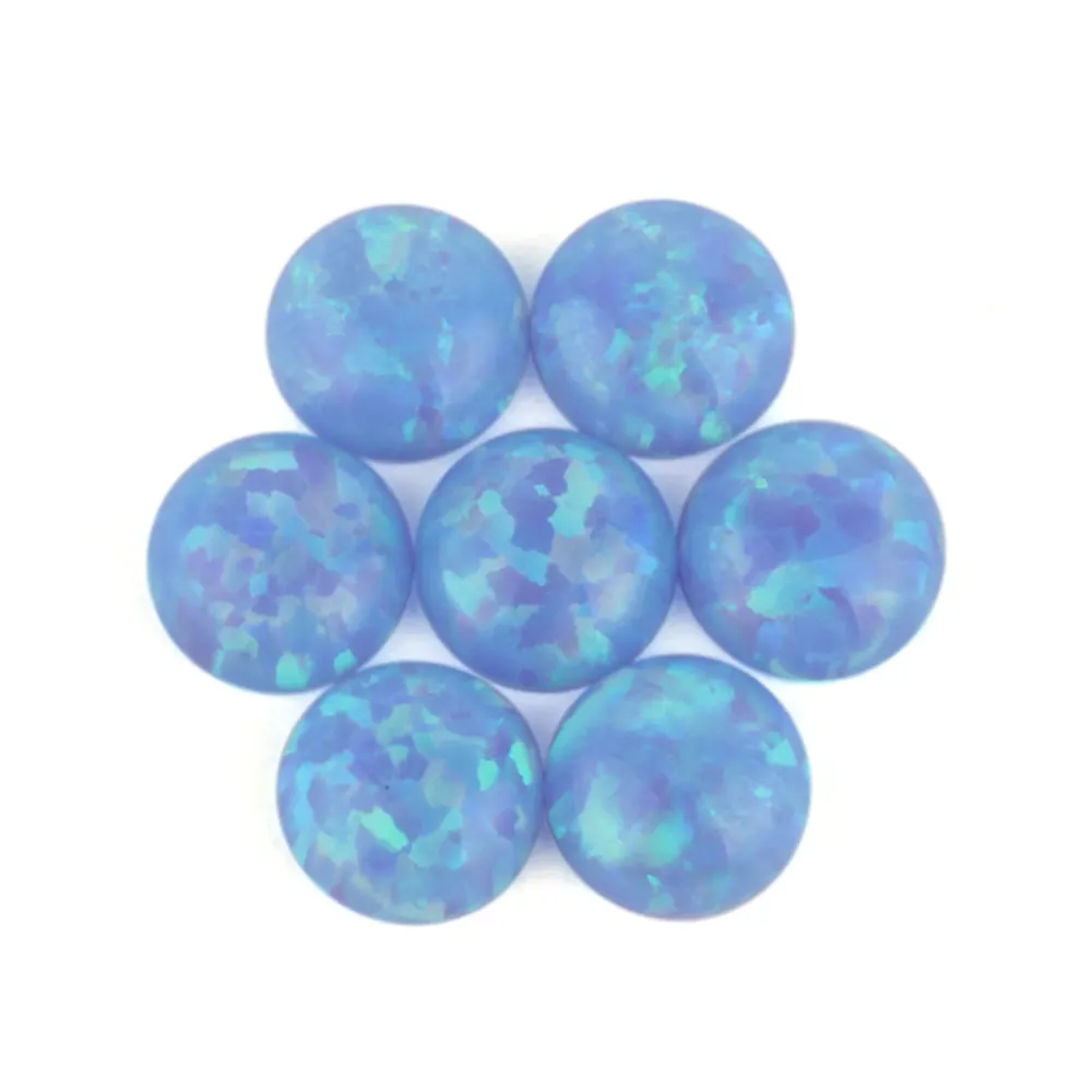 Air biru batu permata manik-manik Cabochons datar potongan belakang sintetis yang baik api Opal 06 bulat batu biru 1.5mm 10mm Aksesori