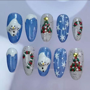 Personnaliser le luxe 100% fait à la main Noël français contrastant blanc vert couleurs avec des flocons de neige et des <span class=keywords><strong>cannes</strong></span> de bonbon - Product Image 2