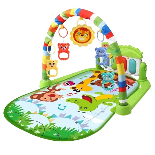 Tapis de jeu King World éducatif musical en plastique coloré pour activités de gymnastique ensemble de jouets pour bébés pédales avec cadre de fitness et piano