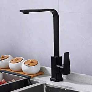 KAWAL Modern <strong>Square</strong> Seven-Shaped Kitchen <strong>Tap</strong> Hot Cold Mixer Sink Faucet Stainless Steel Finish Ceramic Zinc for Hotels - Product Image 5