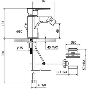 Mezclador de bidé de terciopelo con drenaje automático de 1 \ "1/4, herramienta de torneado de alta calidad - Product Image 3