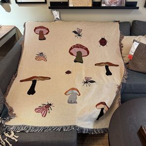 Ferm Living nordique forêt champignon brodé <span class=keywords><strong>tapisserie</strong></span> décorative 100% coton confortable doux lit couverture personnalisable - Product Image 4