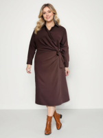 Ceinture marron personnalisée à motif simple lavable, style solide, avec superposition sur le devant, robes de bureau grande taille pour femmes XXXXL