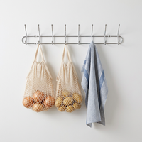 Porte-manteau mural double rangée en acier au carbone de qualité professionnelle, argenté électrolytique, 8 crochets, pour dortoir et couloir