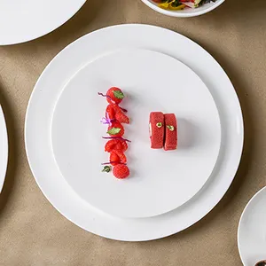 PITO HoReCa Pratos de cerâmica redondos de produção de fábrica em branco puro para jantar, prato de arte personalizado em porcelana para pratos de hotel