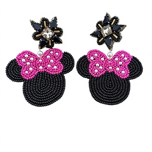 Boucles d'oreilles clous vertes perlées de qualité supérieure, design fleur avec strass en cristal, style bohème, pour femme, bijoux de fête - Product Image 3