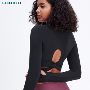 Neuankömmling Hollow Quick Dry Atmungsaktive Langarm T-Shirt Yoga Wear With Pad - Product Image 4