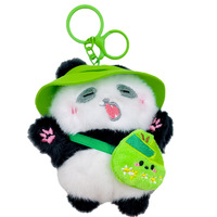 Porte-clés en peluche panda mignon avec chapeau et sac à dos - Charme panda adorable pour clés de voiture, sacs à dos et cadeaux de vacances pour enfants