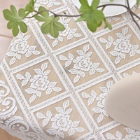 Nappe de chevet XinLan moderne et minimaliste en dentelle blanche à motif géométrique, 100 % polyester, avec fil métallique, lavable