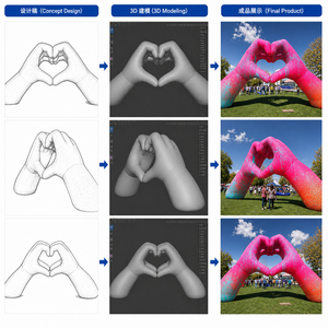Mascotte Gonfiabile Gigante a Forma di Cuore con Mani di Cartone Animato per Halloween, Gonfiabili Pubblicitari a Forma di Mano Grande per Feste - Product Image 4