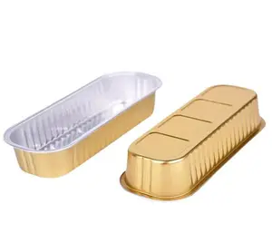 China Supplier rectangle aluminum foil Containers Golden Coated Aluminum Foil packaging food for baking