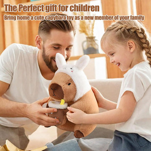8662 OEM Personalizado, Peluche de Capibara de 12 Pulgadas con Gorro de Orejas de Conejo, Lindos Peluches de <span class=keywords><strong>Animales</strong></span> para Niños, Peluche de Capibara para Abrazar en Pascua - Product Image 3